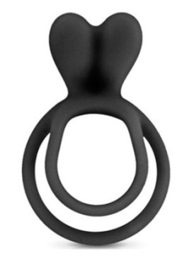 Double cockring noir avec stimulateur de clitoris - CC5710050010